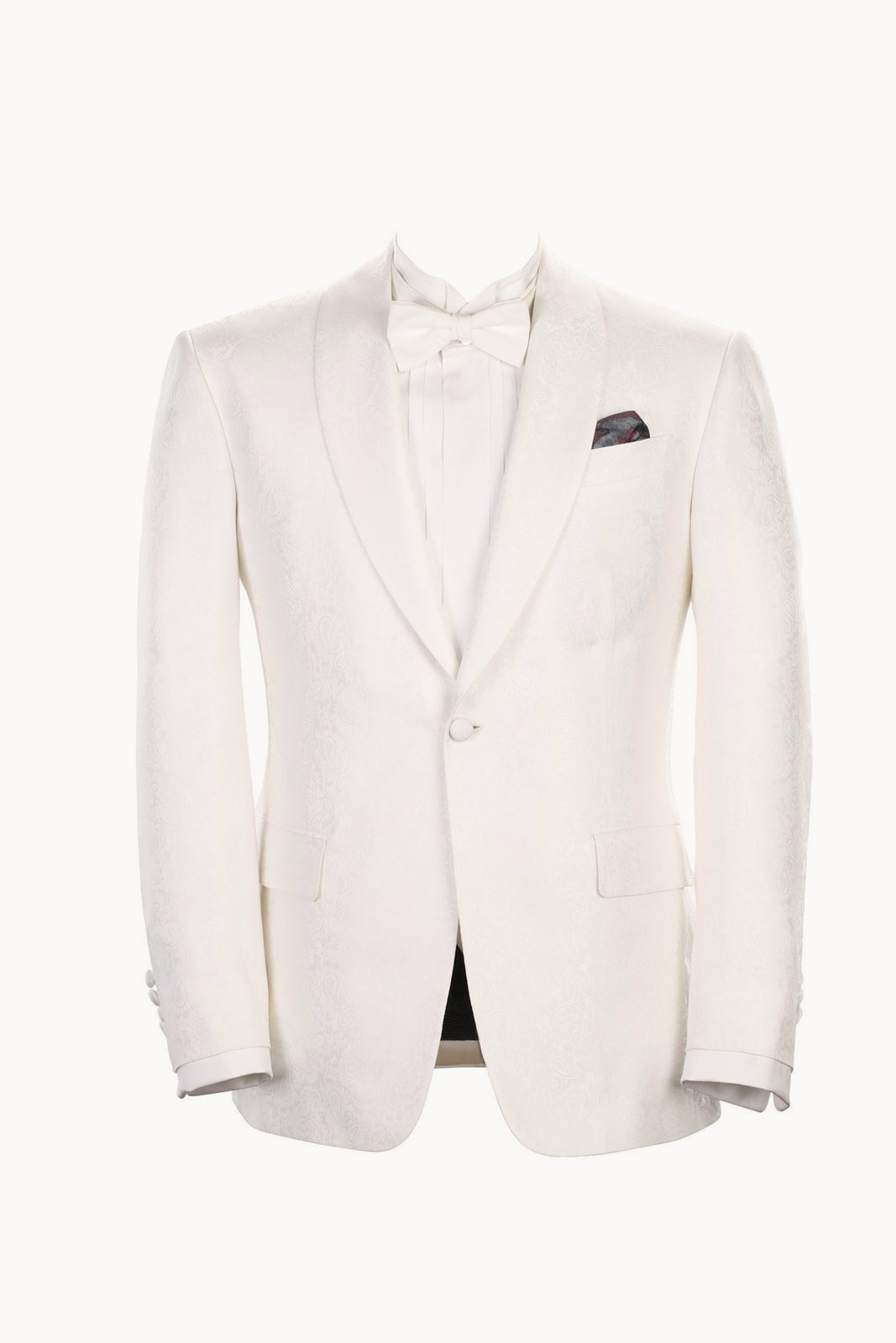 Ivory jacquard dinner jacket with shawl collar