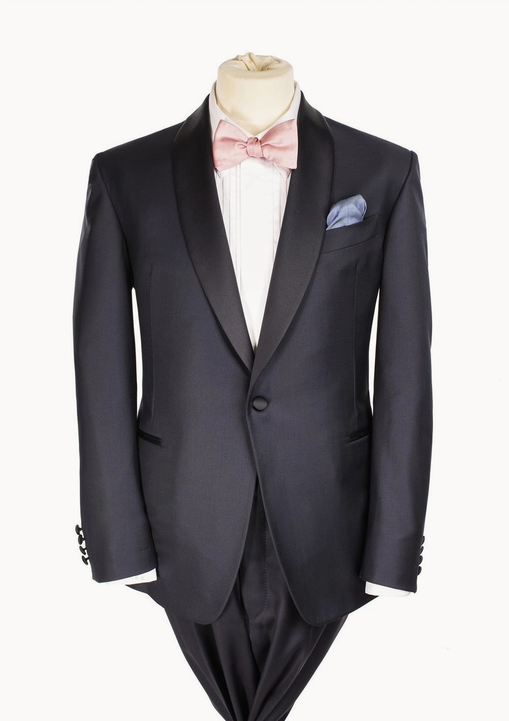 Midnight navy tuxedo, satin shawl lapel