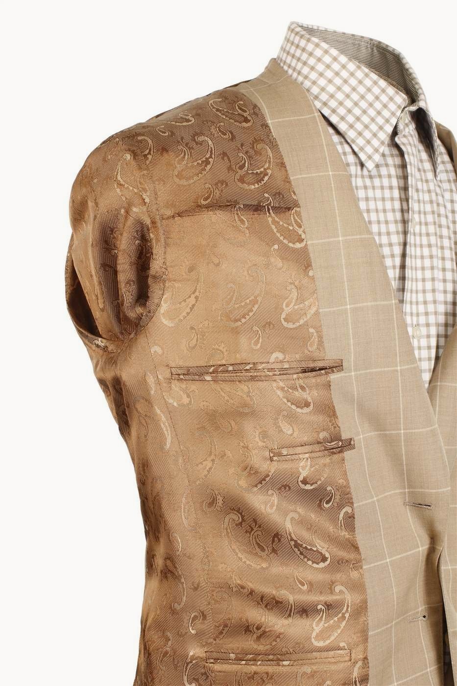 Paisley lining inside a custom suit jacket
