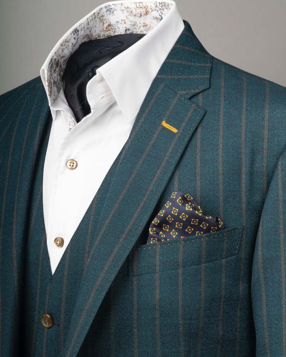 Teal pinstripe jacket and waistcoat